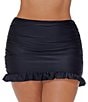 Color:Black - Image 1 - Curve Plus Size Echo Solid High Waist Ruffle Skirt Swim Bottom