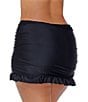Color:Black - Image 2 - Curve Plus Size Echo Solid High Waist Ruffle Skirt Swim Bottom