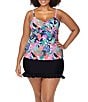 Raisins Curve Plus Size High Waist Ruffle Skirted Swim Bottom, Color:Black - Image 3