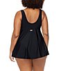 Raisins Curve Plus Size Lucia Solid V-Neck Cross Front Twist One Piece Swimdress, Color:Black - Image 2