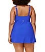Raisins Curve Plus Size Malo Solid Calabria Square Neck Swimdress One Piece Swimsuit, Color:Blue - Image 2