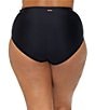 Raisins Curve Plus Size Malo Solid High Waist Shirred Swim Bottom, Color:Black - Image 2