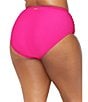 Raisins Curve Plus Size Malo Solid High Waist Shirred Swim Bottom, Color:Pink - Image 2
