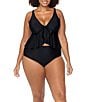Raisins Curve Plus Size Malo Solids Keiora High Waist Swim Bottom, Color:Black - Image 3