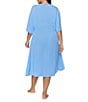 Color:Blue - Image 2 - Curve Plus Size Paraiso Solid Draped V-Neck Hi-Low Hem Cover-Up Dress