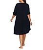 Color:Black - Image 2 - Curve Plus Size Paraiso Solid Draped V-Neck Hi-Low Hem Cover-Up Dress