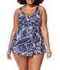 Raisins Curve Plus Size Sandstorm Lucia V-Neck Swimdress One Piece Swimsuit, Color:Navy - Image 1