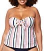 Raisins Curve Plus Size Seashell Cove Zanzibar Strapless Underwire Tankini Swim Top, Color:Multi Color - Image 1