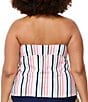 Raisins Curve Plus Size Seashell Cove Zanzibar Strapless Underwire Tankini Swim Top, Color:Multi Color - Image 2
