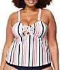 Raisins Curve Plus Size Seashell Cove Zanzibar Strapless Underwire Tankini Swim Top, Color:Multi Color - Image 3