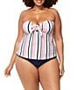 Raisins Curve Plus Size Seashell Cove Zanzibar Strapless Underwire Tankini Swim Top, Color:Multi Color - Image 5