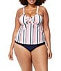 Raisins Curve Plus Size Seashell Cove Zanzibar Strapless Underwire Tankini Swim Top, Color:Multi Color - Image 6