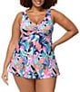 Raisins Curve Plus Size She's Like Summer Lucia V-Neck Cross Front One Piece Swimdress, Color:White - Image 1