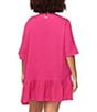 Raisins Curve Plus Size Sol V-Neck Ruffle Skirt Swim Cover-Up Dress, Color:Pink - Image 2