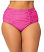 Raisins Curve Plus Size Solid Costa Front Shirring High Waist Swim Bottom - Image 1