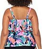 Raisins Curve Plus Size She's Like Summer Sella Strapless Ruffle Tankini Swim Top, Color:White - Image 2