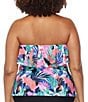 Raisins Curve Plus Size She's Like Summer Sella Strapless Ruffle Tankini Swim Top, Color:White - Image 4