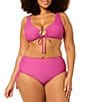 Raisins Curve Plus Size Tie Front Keyhole Bra Swim Top & High Waisted Tie Side Swim Bottom - Image 1