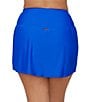 Color:Blue - Image 2 - Curve Plus Size Tranquilo Solids Bravo High Waist Skirt Swim Bottom