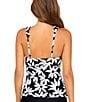 Raisins Field Day Tulum Floral Square Neck Ruched Strap Tankini Swim Top, Color:Black - Image 2