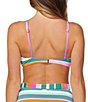 Color:White - Image 2 - On The Road Striped Print Ribbed One Shoulder Bra Swim Top