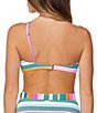 Color:White - Image 4 - On The Road Striped Print Ribbed One Shoulder Bra Swim Top