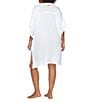 Color:White - Image 2 - Plus Size Curve Vacay Point Collar Button Front Shirt Swim Cover-Up