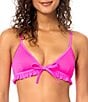 Raisins Smocking Solid Texture Shaye Ruffle Bralette Swim Top - Image 1