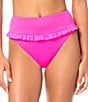 Raisins Smocking Solid Textured Shaye High Waist Ruffle Swim Bottom - Image 1