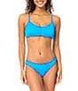 Raisins Smocking Solids Texture Ruffle Trim Scoop Neck Bralette Swim Top - Image 3