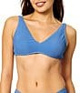 Raisins Solid Textured V-Neck Tie Back Bralette Swim Top - Image 1