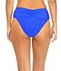 Raisins Souls Solids Rib Texture Soft V-Waist Shirred Hipster Swim Bottom, Color:Blue - Image 2