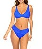 Raisins Souls Solids Rib Texture Soft V-Waist Shirred Hipster Swim Bottom, Color:Blue - Image 3