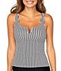 Raisins Up The Coast Negril Stripe V-Wire Tankini Swim Top, Color:Black - Image 1