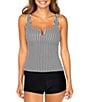 Raisins Up The Coast Negril Stripe V-Wire Tankini Swim Top, Color:Black - Image 3