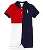 Color:Red/Navy Multi - Image 1 - Baby Boys 3-12 Months Short Sleeve Big Pony Color Block Jersey Polo Coverall