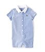Color:Blue Multi - Image 1 - Baby Boys 3-24 Months Short-Sleeve Colorblock/Stripe Shortall