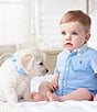 Color:Blue Multi - Image 2 - Baby Boys 3-24 Months Short-Sleeve Colorblock/Stripe Shortall