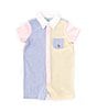 Color:Harbor Island Blue/Wicket Yellow Multi - Image 1 - Baby Boys 3-12 Months Short Sleeve Knit/Oxford Fun Shortall