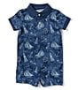 Color:Multi - Image 1 - Baby Boys 3-12 Months Short Sleeve Nautical Print Cotton Mesh Polo Shortall