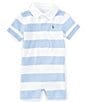 Color:Office Blue/White Multi - Image 1 - Baby Boys 3-12 Months Short-Sleeve Striped Jersey Rugby Shortall