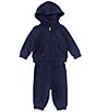 Color:French Navy - Image 1 - Baby Boys 3-24 Months Athletic Terry Fleece Hoodie & Pant Set
