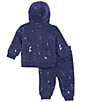 Color:Newport Navy - Image 3 - Baby Boys 3-24 Months Long Sleeve Logo Full-Zip Fleece Hoodie & Pant Set