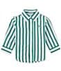 Color:Scarab Green/White - Image 1 - Baby Boys 3-24 Months Long Sleeve Striped Poplin Shirt