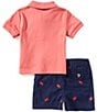 Ralph Lauren Baby Boys Short Sleeve Bear Polo Shirt & Chino Shorts Set, Color:Adirondack Berry - Image 2