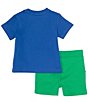 Color:Sapphire Star - Image 2 - Ralph Lauren Baby Boys 3-24 Months Short Sleeve Big Pony Jersey T-Shirt & Fleece Shorts Set
