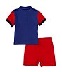 Color:Bright Navy - Image 2 - Baby Boys 3-24 Months Short-Sleeve Big Pony Mesh Color Block Polo Shirt & Solid Short Set