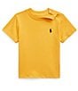 Color:Basic Gold/Black - Image 1 - Baby Boys 3-24 Months Short Sleeve Collegiate Essential T-Shirt
