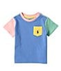 Color:Harbor Island Blue Multi - Image 1 - Baby Boys 3-24 Months Short Sleeve Color Block Pocket T-Shirt