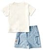 Color:Deckwash White - Image 2 - Baby Boys 3-24 Months Short Sleeve Jersey Graphic T-Shirt & Chambray Shorts Set